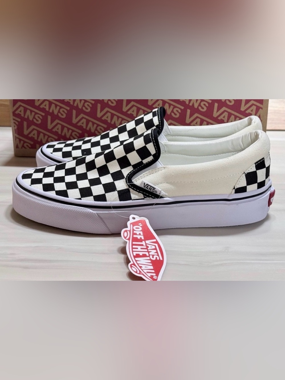 NEW Vans Classic Slip-On Checkerboard Sneakers - Black and White, multiple sizes - Picture 2 of 4